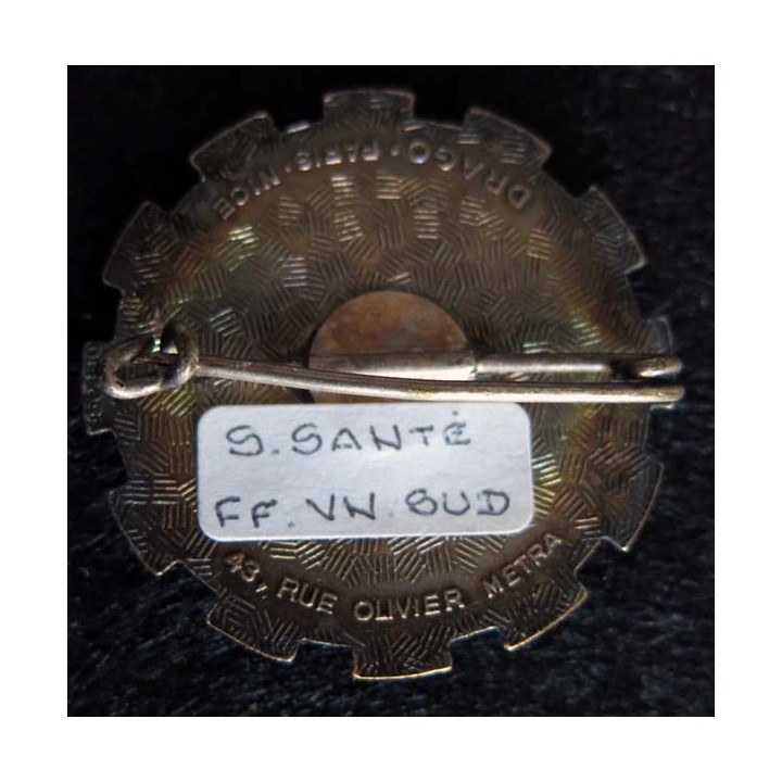 DTSS FFVS: insigne métallique de Direction du Train du Service de Santé au Viet Nam Sud 