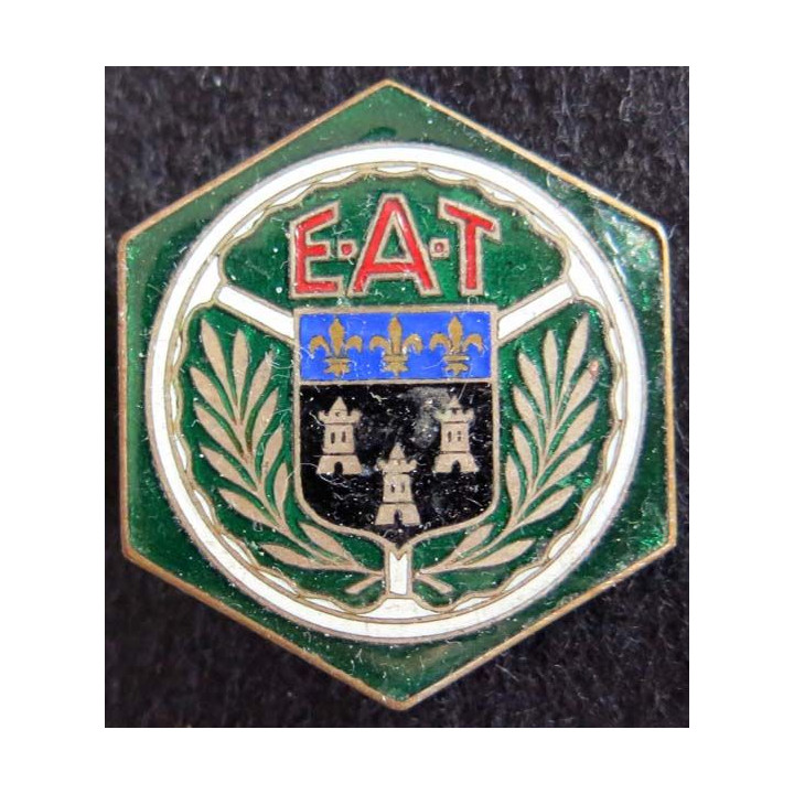 EAT : insigne métallique de l'école d'application du train Drago Romainville