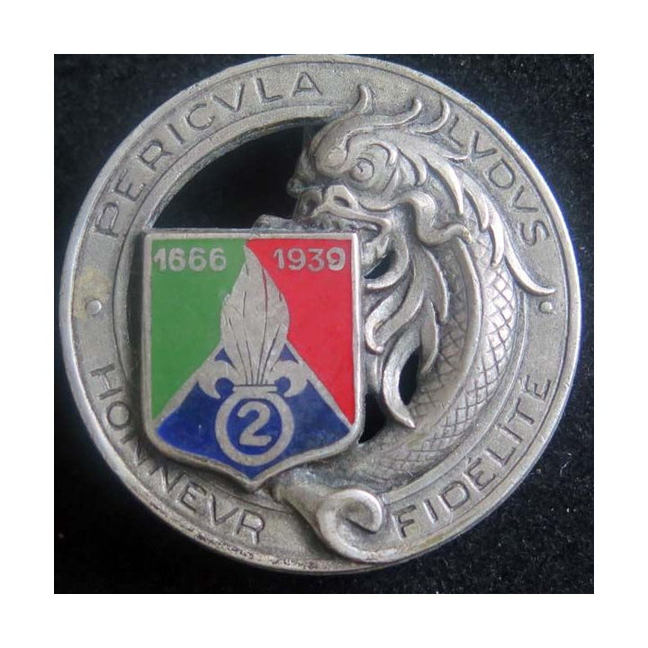 2° REC : insigne métallique du 2° régiment étranger de cavalerie Drago