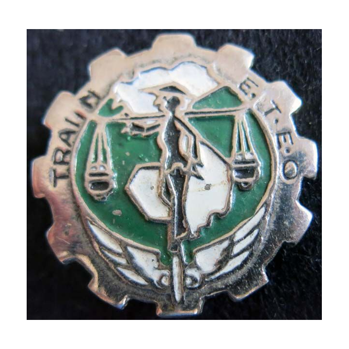 TFTEO : Insigne métallique du Train des Forces Terrestres d’Extrême Orient fabrication arisanale peint vert et blanc