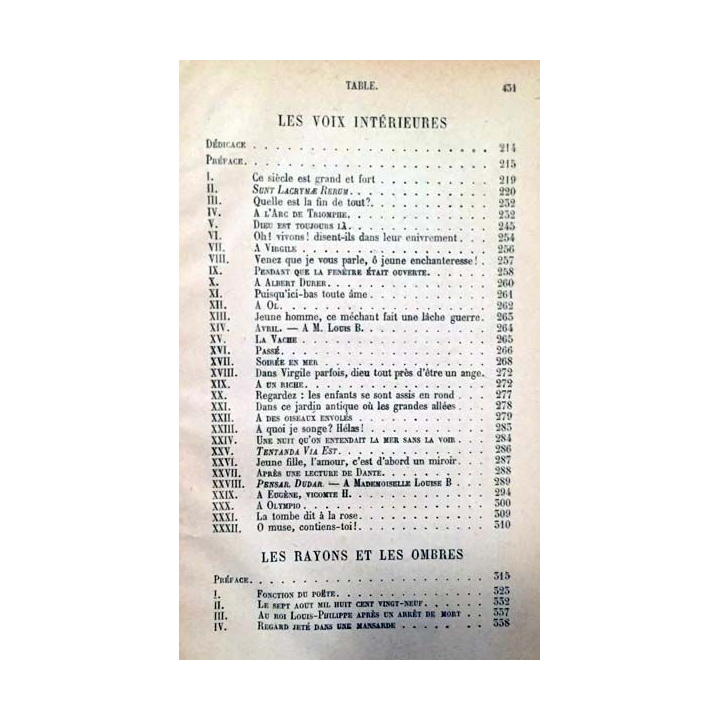 1. Les feuilles d'automne / Les chants du crépuscule / Les voix intérieures / Les rayons et les ombres de Victor Hugo