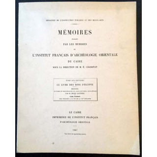1. Mémoires publiés par les membres de l'institut français d'archéologie orientale du Caire