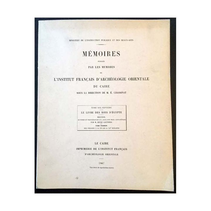 1. Mémoires publiés par les membres de l'institut français d'archéologie orientale du Caire
