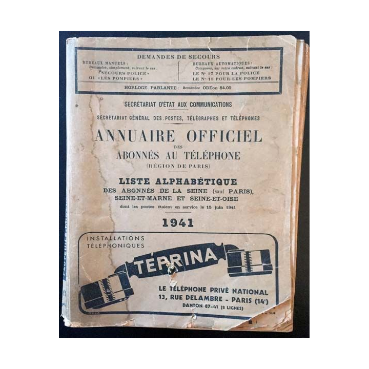 1. Annuaire officiel des abonnés au téléphone 1941