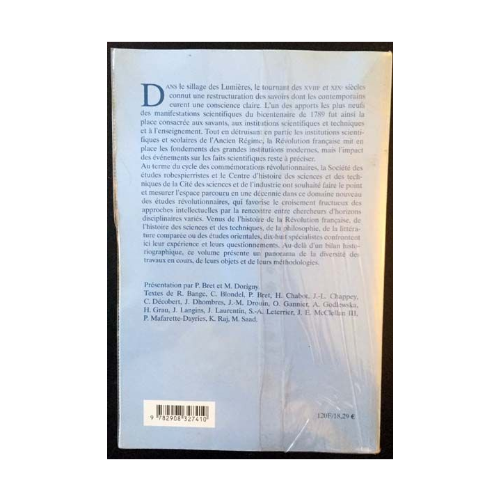 1. Sciences et techniques autour de la Révolution française aux éditions Société des études Robespierristes