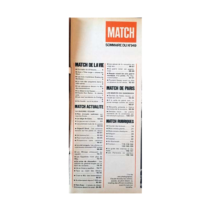 1. PARIS MATCH n°949 17 Juin 1967 : Guerre éclair
