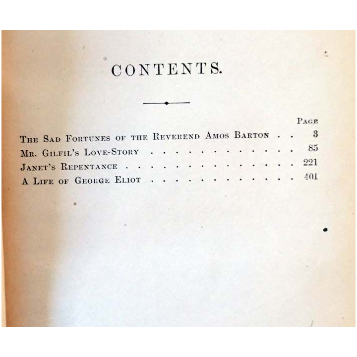 1. Scenes of clerical life de George Eliot aux éditions Boston Estes and Lauriat
