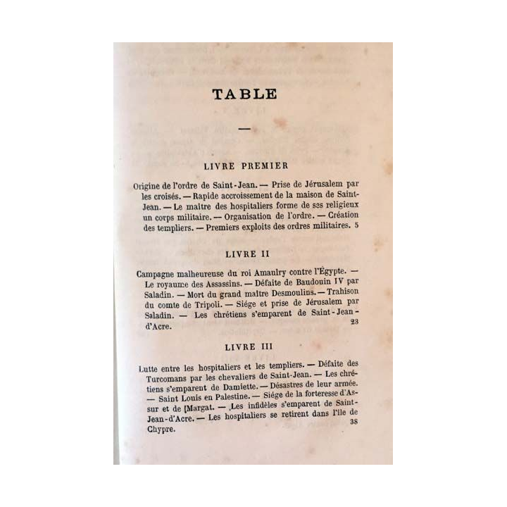 1. Histoire des Chevaliers de Malte de L'Abbé de Vertot aux éditions Alfred Mame et fils 1867
