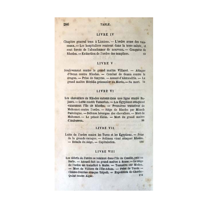 1. Histoire des Chevaliers de Malte de L'Abbé de Vertot aux éditions Alfred Mame et fils 1867