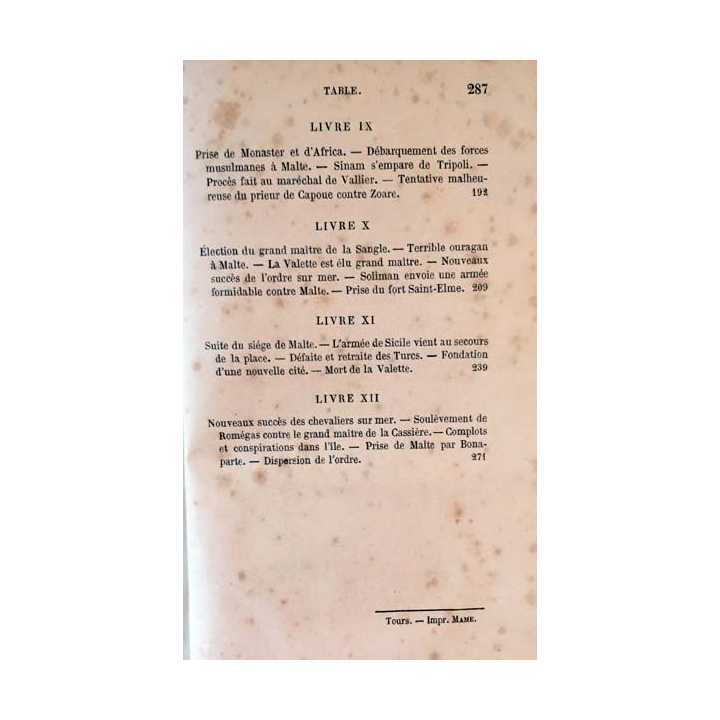 1. Histoire des Chevaliers de Malte de L'Abbé de Vertot aux éditions Alfred Mame et fils 1867