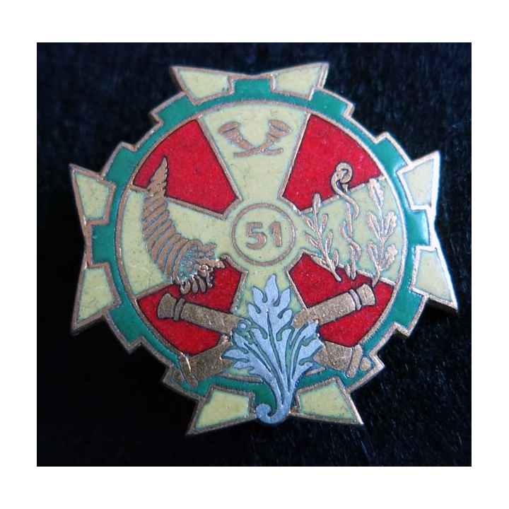 51° BS : Insigne métallique du 51° Bataillon des Services Drago Paris G. 1777  émail