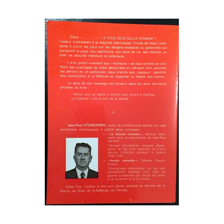 1. A tous ceux qui la ferment de Jean-Paul Etcheverry aux éditions France-Empire