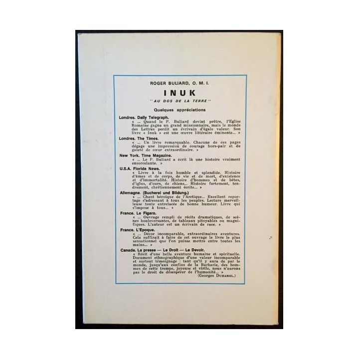 1. INUK "Au dos de la Terre !" de Roger Buliard aux éditions O.P.É.R.A