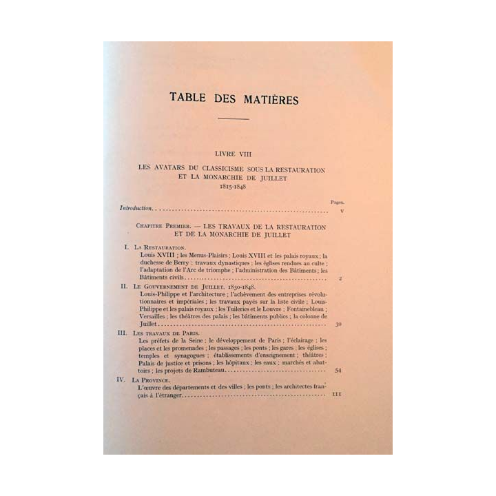 1. Histoire de l'architecture classique en France Tome VI La restauration et le gouvernement de Juillet 1815 - 1848