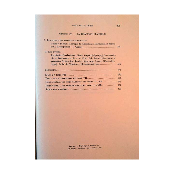1. Histoire de l'architecture classique en France Tome VII La fin de l'architecture classique 1848 - 1900 de Louis Hautecoeur