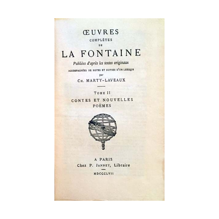 1. Oeuvres de La Fontaine Tome II de Ch. Marty-Laveaux aux éditions Paul Daffis