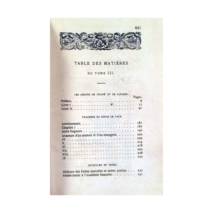 1. Oeuvres de La Fontaine Tome 3 Psyché - Le songe de vaux lettres de Ch. Marty-Laveaux aux éditions Chez Pagnerre