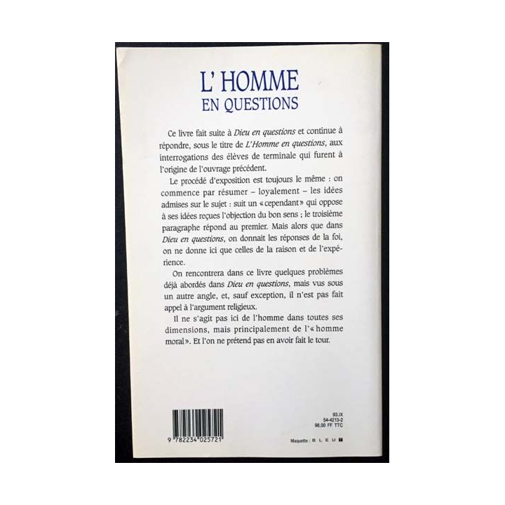 1. L'homme en questions de André Frossard aux éditions Stock