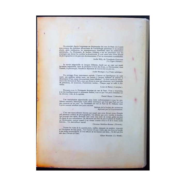 1. Dictionnaire historique des rues de Paris Tome 1 de Jacques Hillairet aux éditions de Minuit