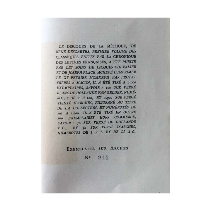 1. Discours de la méthode de René Descartes aux éditions de la Chronique des lettres françaises