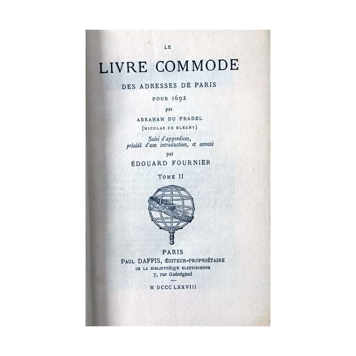 1. Le livre commode des adresses de Paris pour 1962 Tome 2 de Abraham Du Pradel aux éditions Paul Daffis