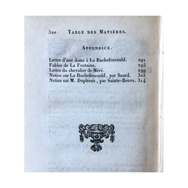 1. Reflexions, sentences et maximes morales de La Rochefoucauld par G. Duplessis aux éditions P. Jannet 1853