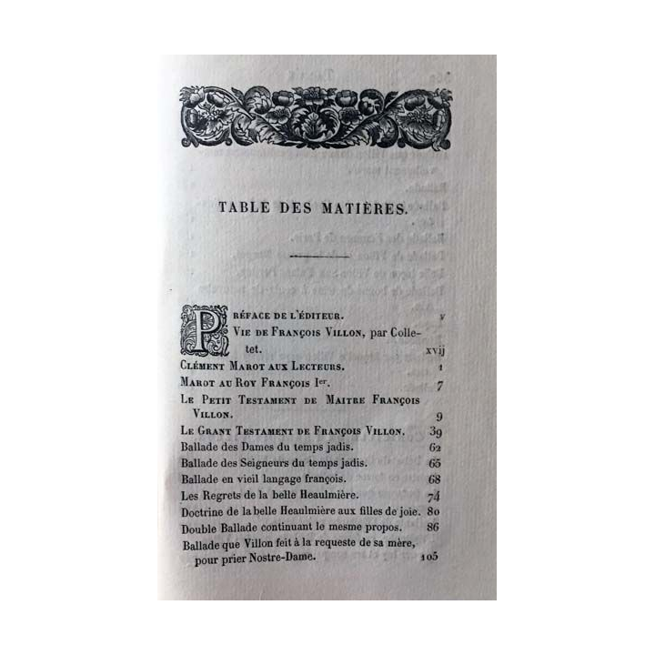 1. Oeuvres complètes de François Villon par P. L. Jacob aux éditions Chez P. Jannet