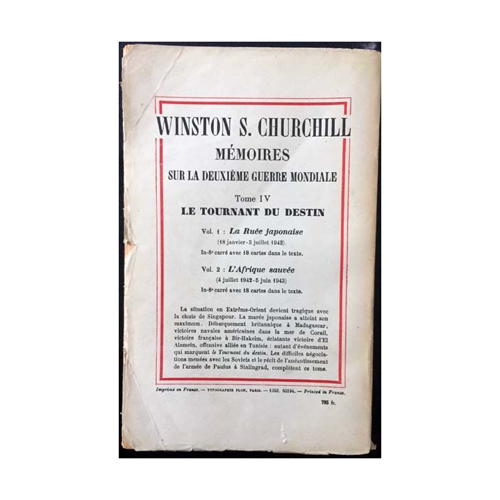 1. L'étau se referme Tome 2 13 novembre 1943 - 5 juin 1944 de Winston S. Churchill aux éditions Librairie Plon