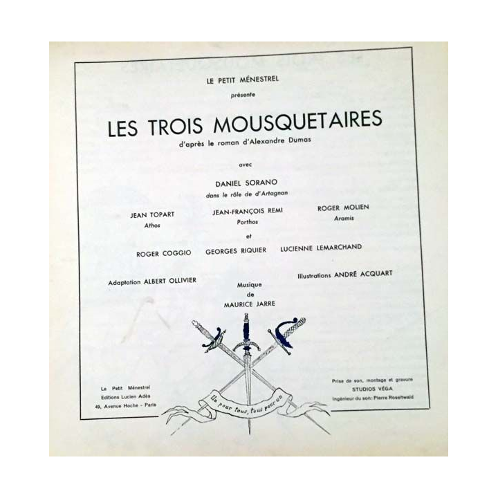1. Les trois mousquetaires d'après le roman d'Alexandre Dumas aux éditions Lucien Adès