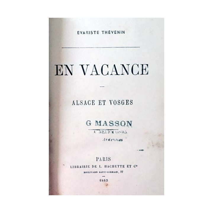 1. En vacance de Evariste Thévenin aux éditions Librairie de L. Hachette 1865