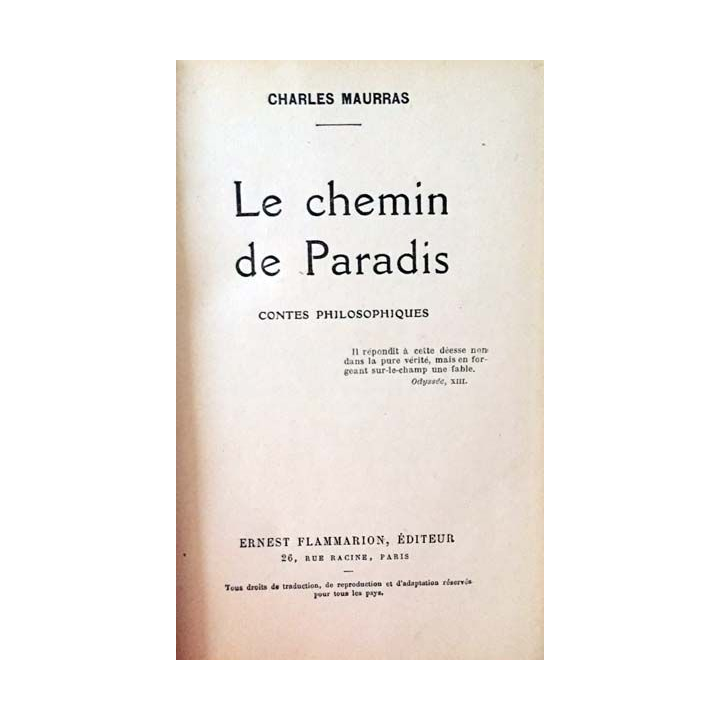 1. Le chemin de Paradis de Charles Maurras aux éditions Ernest Flammarion