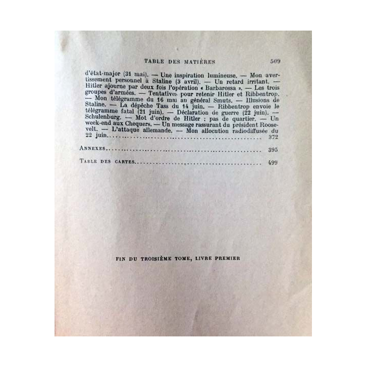 1. Mémoires sur la deuxième guerre mondiale - La grande alliance Tome 1 La Russie envahie 1er Janvier - 22 Juin