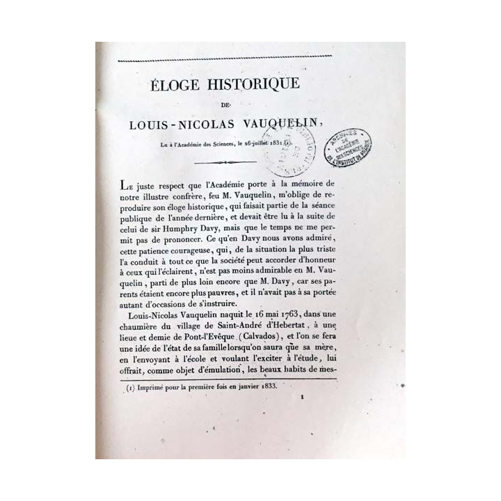 1. Éloge historique de Louis-Nicolas Vauquelin