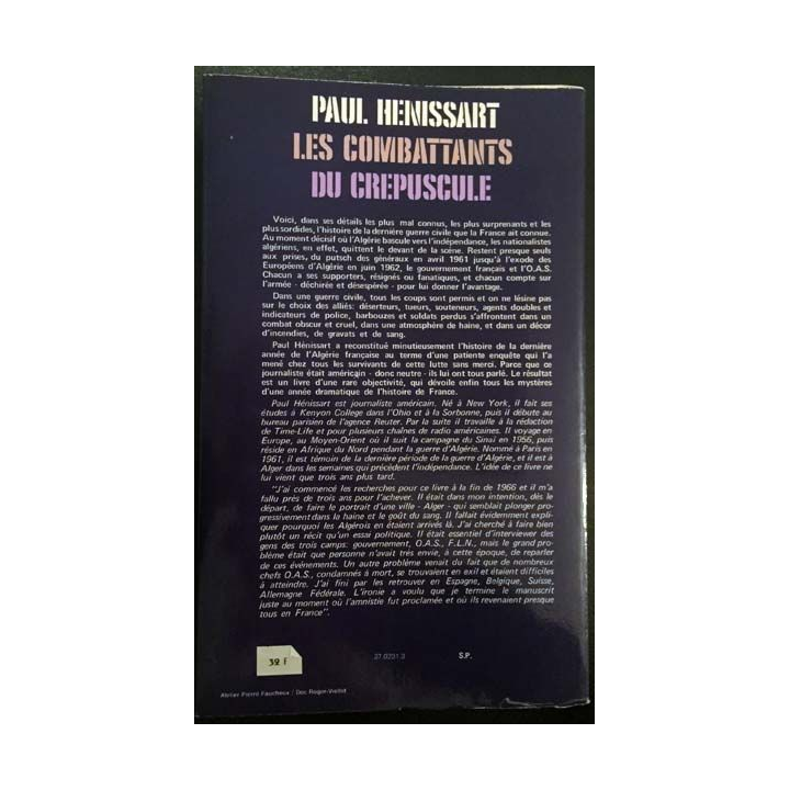 1. Les combattants du crépuscule de Paul Henissart aux éditions Grasset