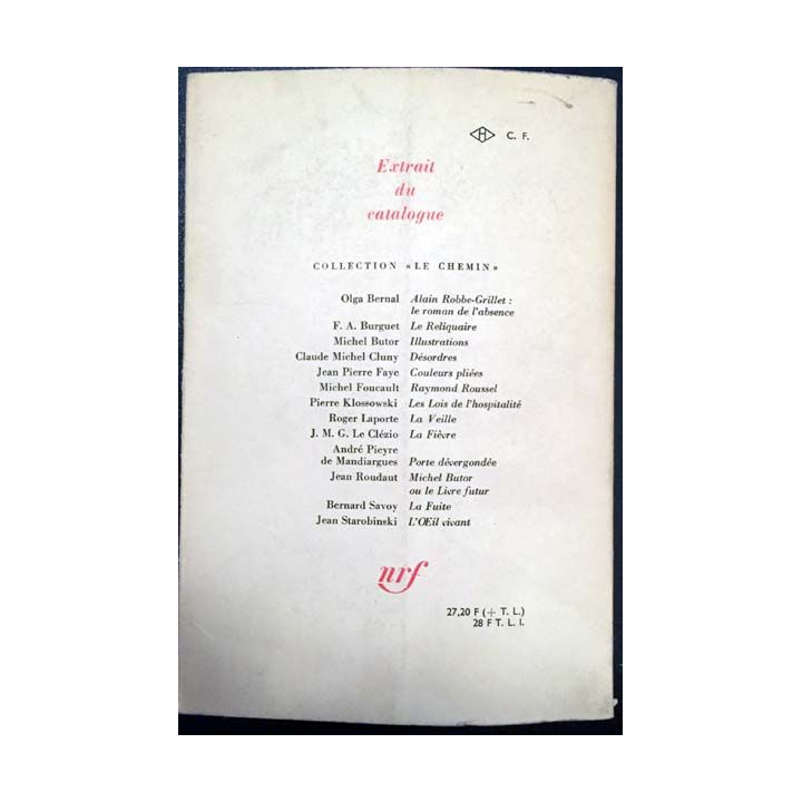 1. L'adoration de Jacques Borel aux éditions Gallimard