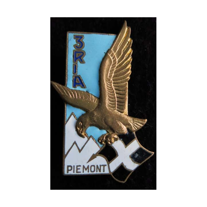 3° RIA : Insigne métallique du 3° régiment d'infanterie alpine Drago Paris G. 1362 émail