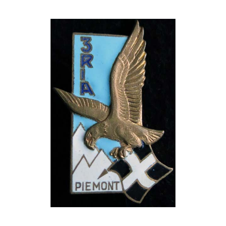 3° RIA : Insigne métallique du 3° régiment d'infanterie alpine rago Paris G. 1362 émail