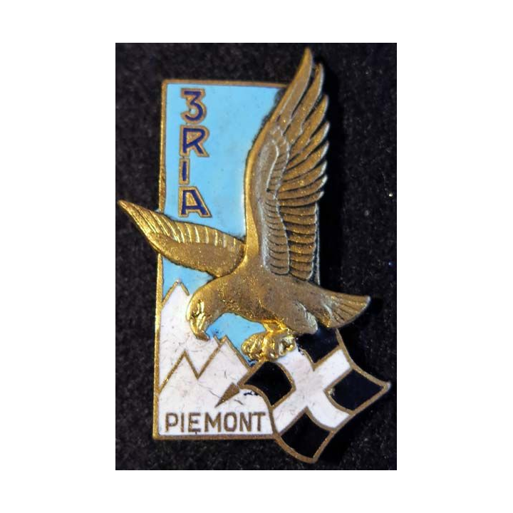 3° RIA : Insigne métallique du 3° régiment d'infanterie alpine de fabrication Drago Paris G. 1362 en émail