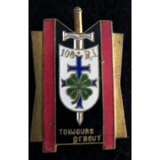 106° RI : 106° régiment d'infanterie sans nom du fabricant dos lisse en émail