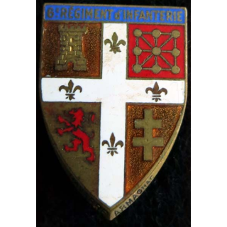 6° RI : 6° régiment d'infanterie  Drago Paris G. 1167 en émail dos lisse