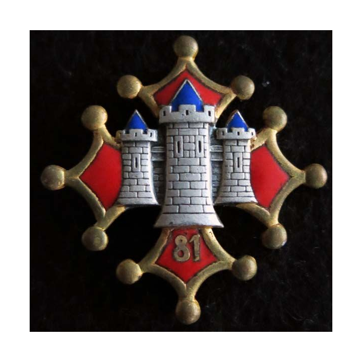 81° RI : 81° régiment d'infanterie Drago Paris H. 111 en émail dos lisse attache type broche