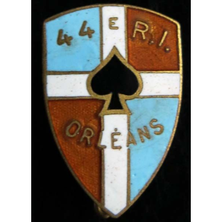 44° RI : 44° régiment d'infanterie Orléans dos lisse en émail 29 mm