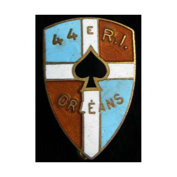 44° RI : 44° régiment d'infanterie Orléans dos lisse en émail 29 mm