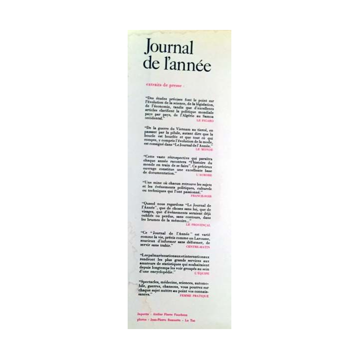 1. Journal de l'année 1er Juillet 1967 - 30 Juin 1968 aux éditions Larousse