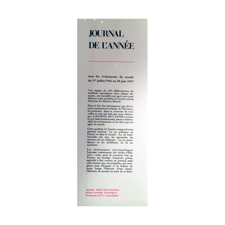 1. Journal de l'année 1er Juillet 1966 - 30 Juin 1967 aux éditions Larousse