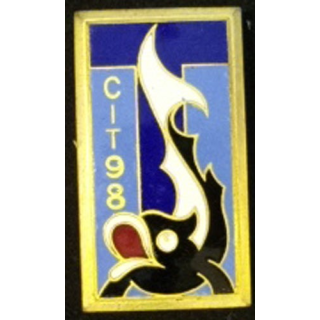 98° CIT : insigne métallique du 98° centre d'instruction des transmissions de fabrication Drago G. 1281 en émail