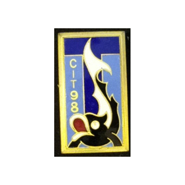 98° CIT : insigne métallique du 98° centre d'instruction des transmissions de fabrication Drago G. 1281 en émail