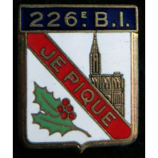 226° BI : 226° bataillon d’infanterie Drago Paris en émail dos lisse