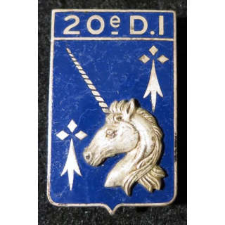 20° DI : 20° division d’infanterie de fabrication Drago Paris G. 1311 en émail