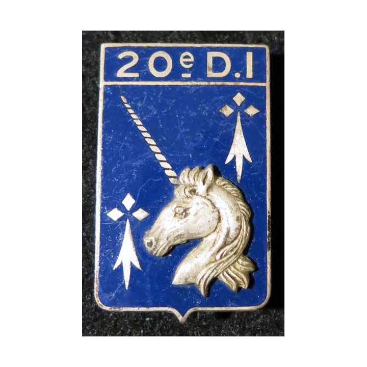 20° DI : 20° division d’infanterie de fabrication Drago Paris G. 1311 en émail
